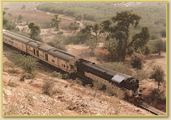 Palace on wheels passing through a valley